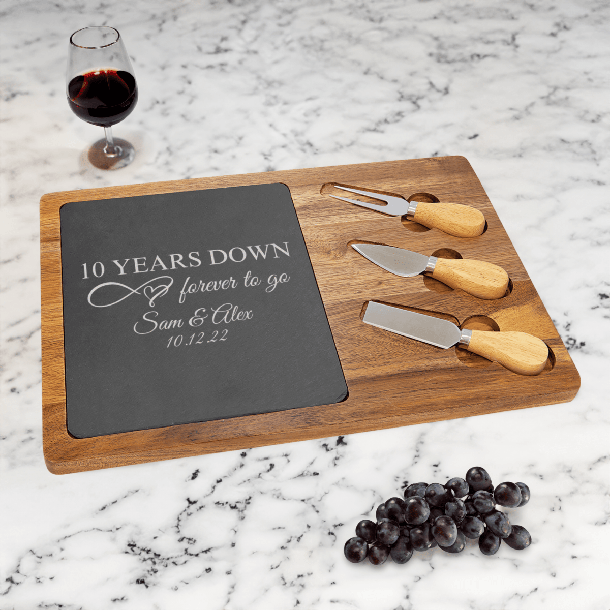 Personalized 10 Years Down Wood Slate Serving Tray for her, Customized Gifts for Women by Groovy Girl Gifts