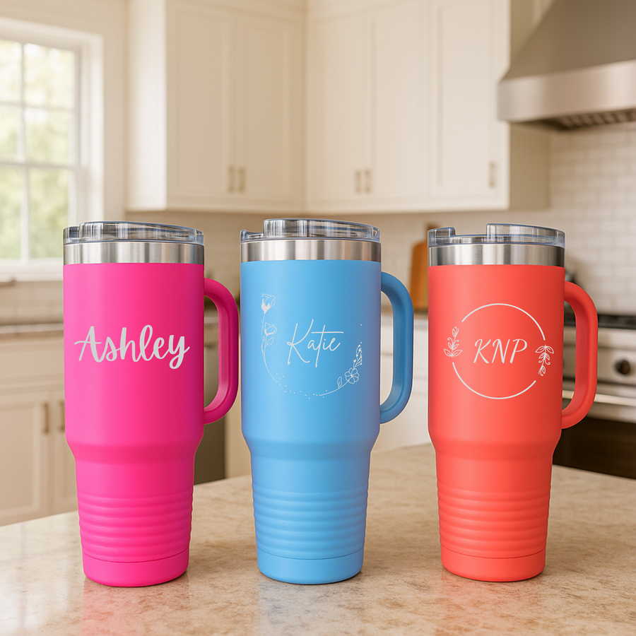 Personalized Charming Cheers Personalized Tumbler with Handle for her, Customized Gifts for Women by Groovy Girl Gifts