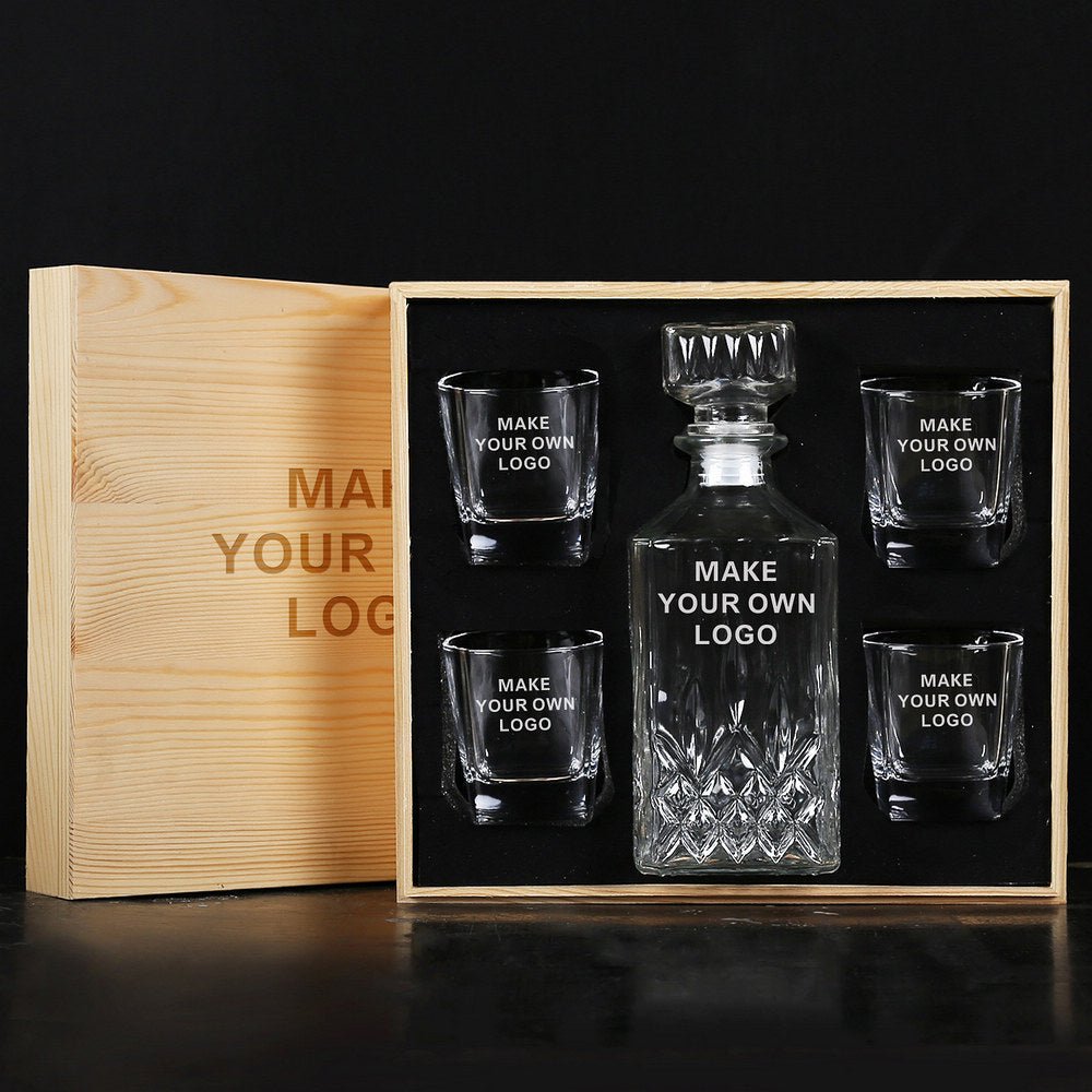 Personalized Complete Corporate Logo Decanter Set for her, Customized Gifts for Women by Groovy Girl Gifts