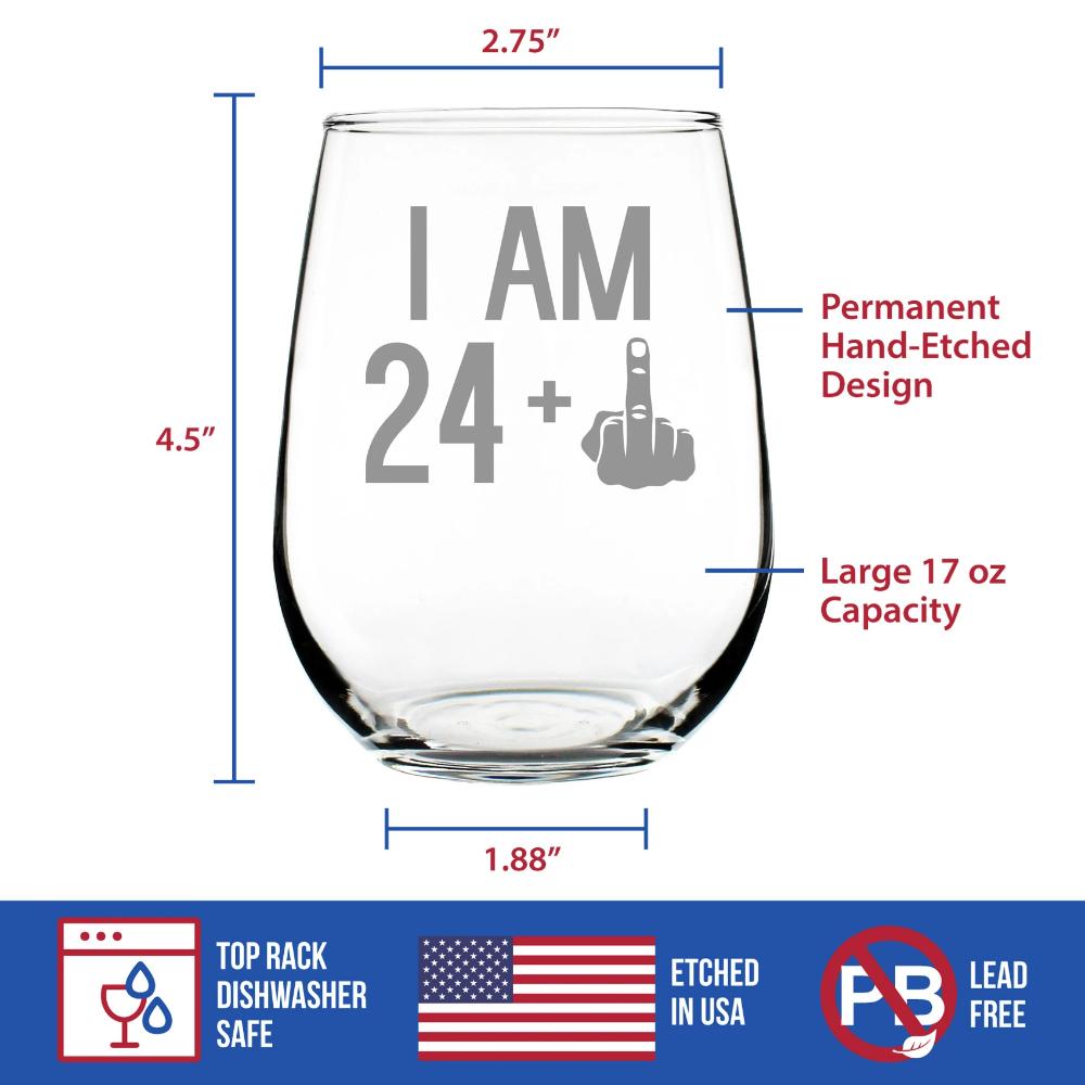 Personalized 25th Birthday Stemless Wine Glass for her, Customized Gifts for Women by Groovy Girl Gifts