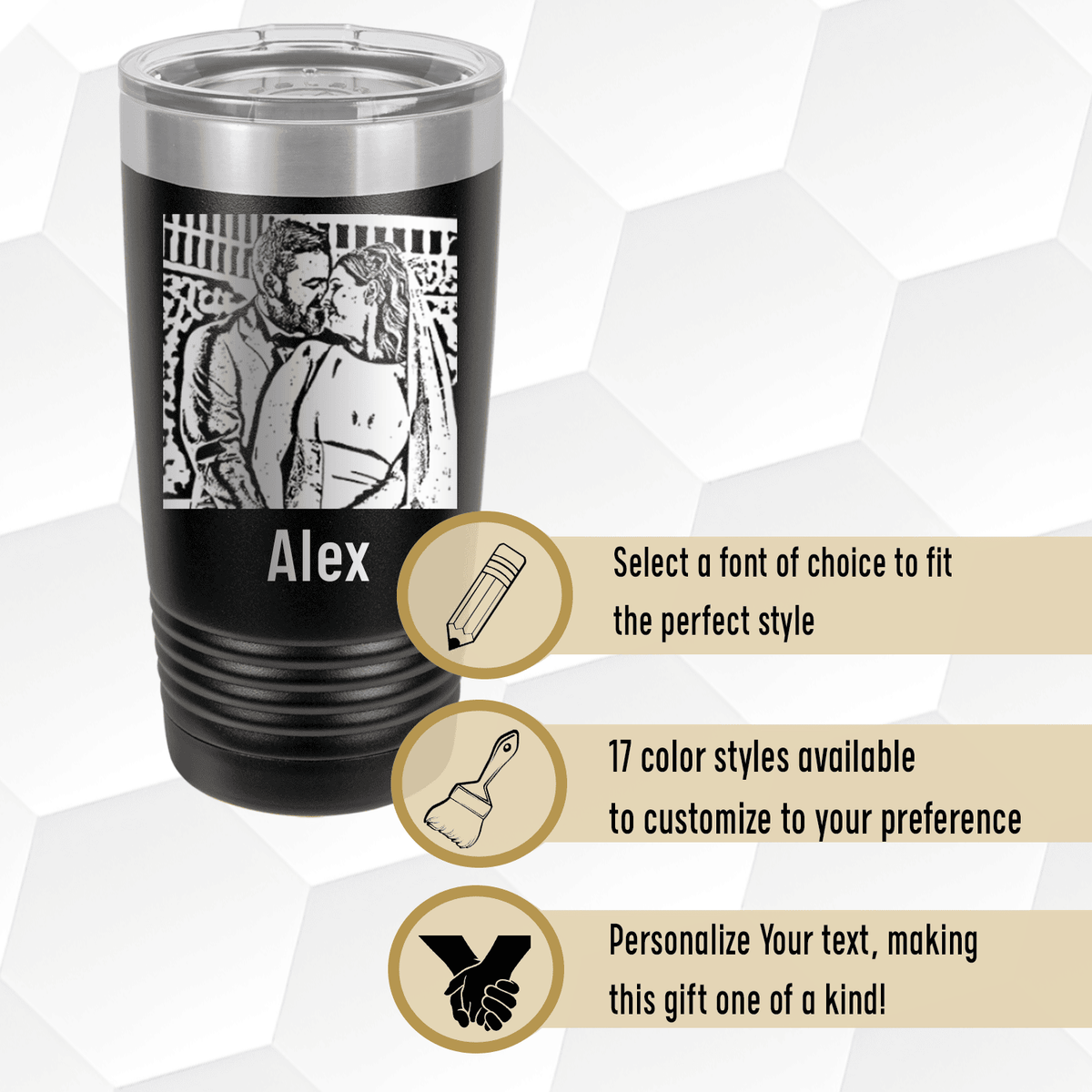 Personalized Anniversary Photo Custom Laser Engraved Tumbler for her, Customized Gifts for Women by Groovy Girl Gifts