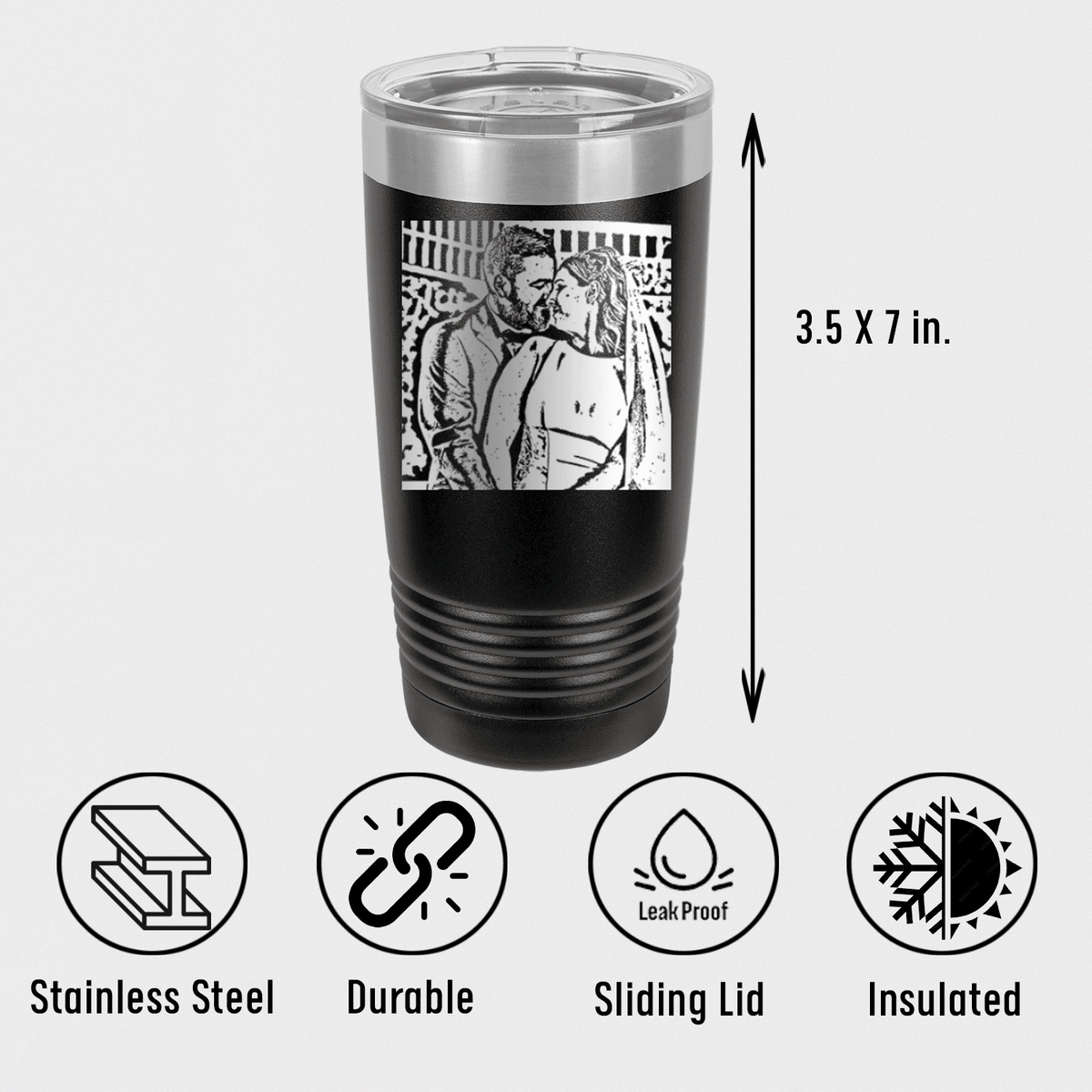 Personalized Anniversary Photo Custom Laser Engraved Tumbler for her, Customized Gifts for Women by Groovy Girl Gifts