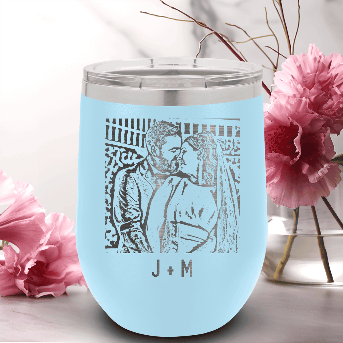 Personalized Anniversary Photo - Custom Laser Engraved Wine Tumbler for her, Customized Gifts for Women by Groovy Girl Gifts