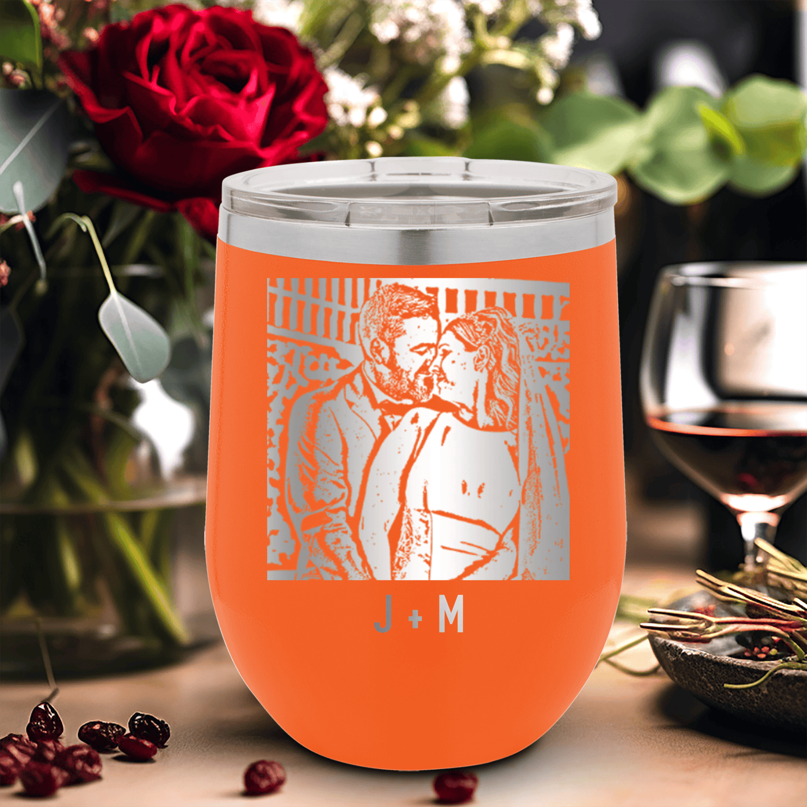 Personalized Anniversary Photo - Custom Laser Engraved Wine Tumbler for her, Customized Gifts for Women by Groovy Girl Gifts