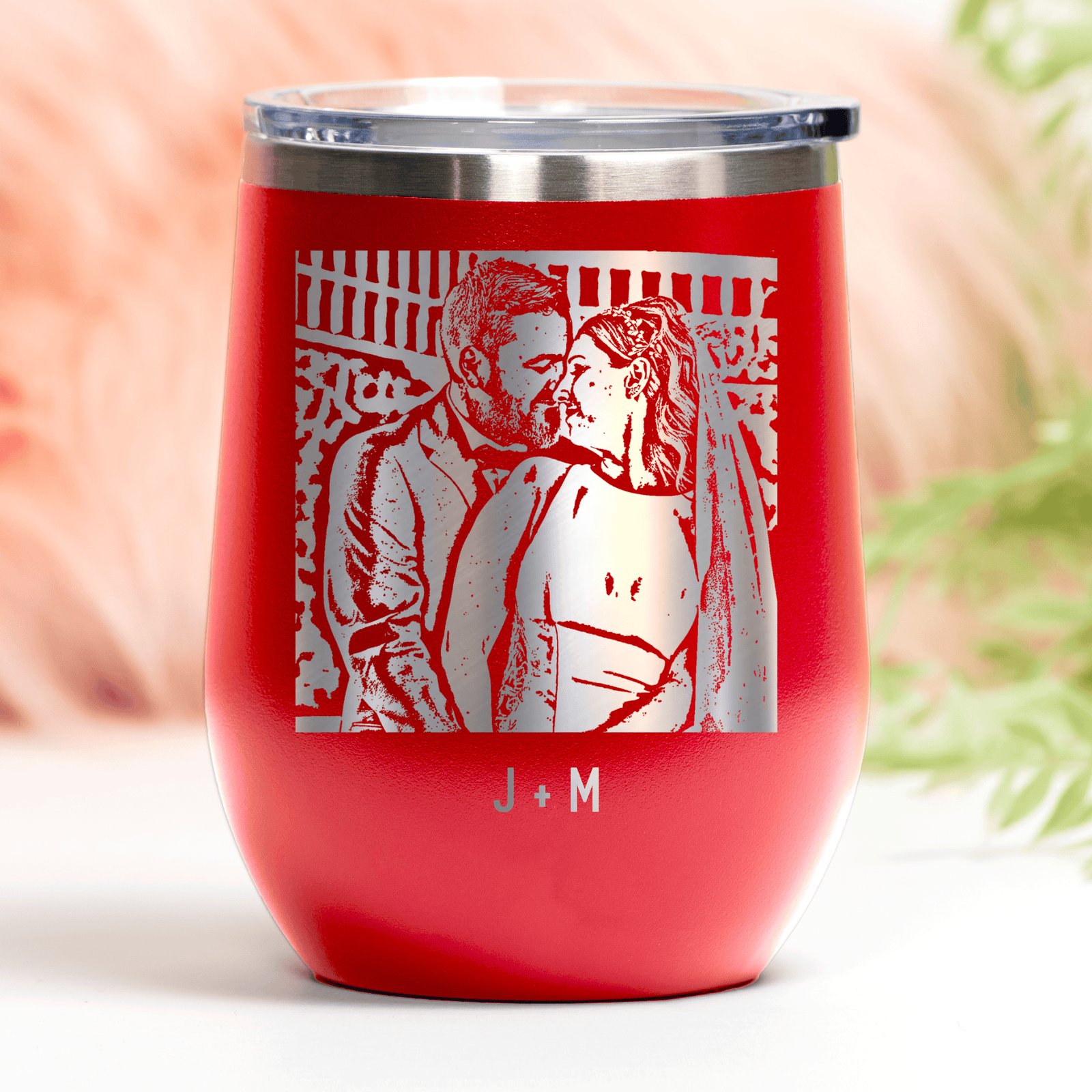 Personalized Anniversary Photo - Custom Laser Engraved Wine Tumbler for her, Customized Gifts for Women by Groovy Girl Gifts