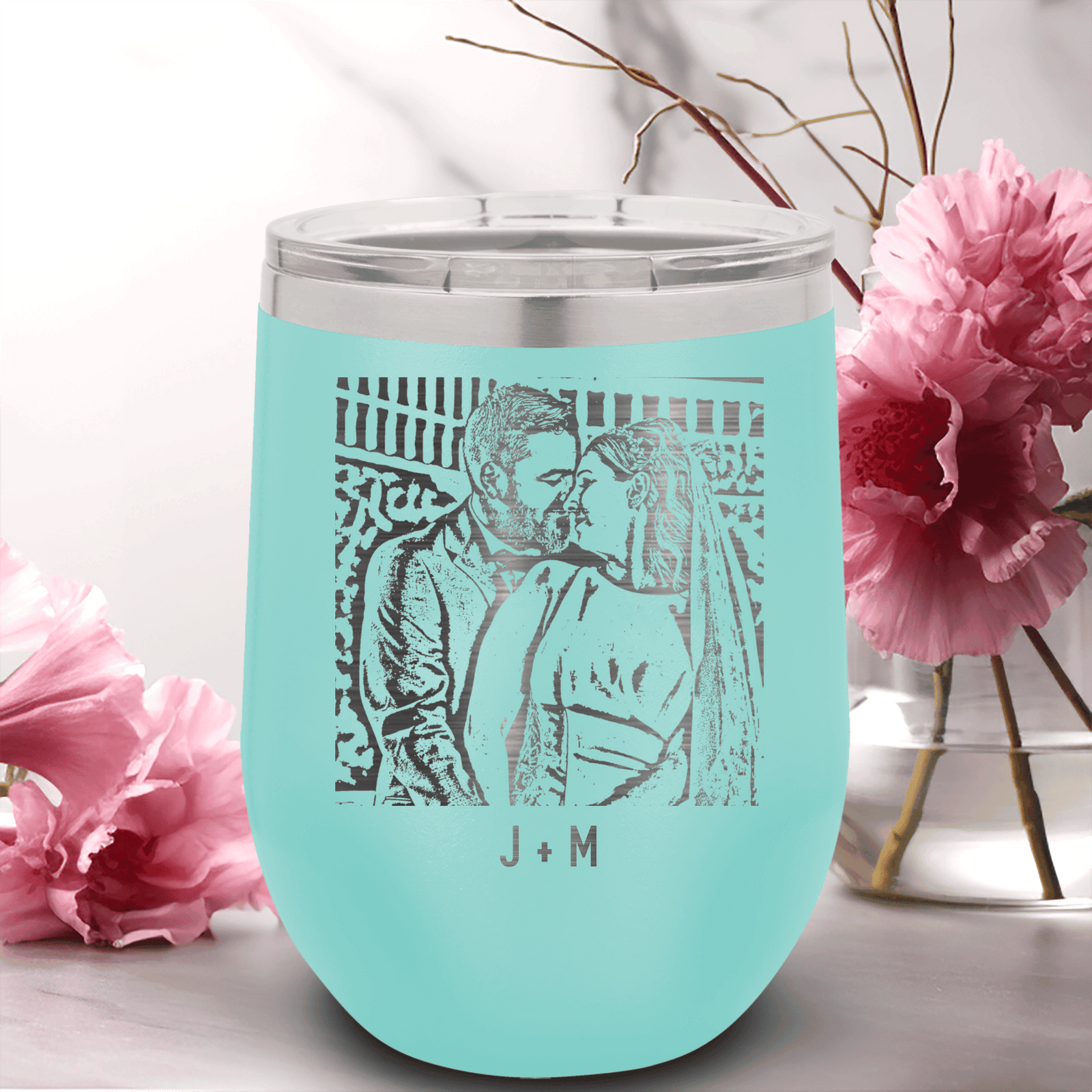 Personalized Anniversary Photo - Custom Laser Engraved Wine Tumbler for her, Customized Gifts for Women by Groovy Girl Gifts