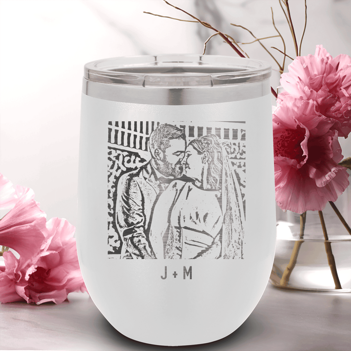 Personalized Anniversary Photo - Custom Laser Engraved Wine Tumbler for her, Customized Gifts for Women by Groovy Girl Gifts