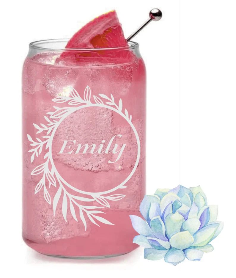 Personalized Floral Custom Beer Can Glass for her, Customized Gifts for Women by Groovy Girl Gifts