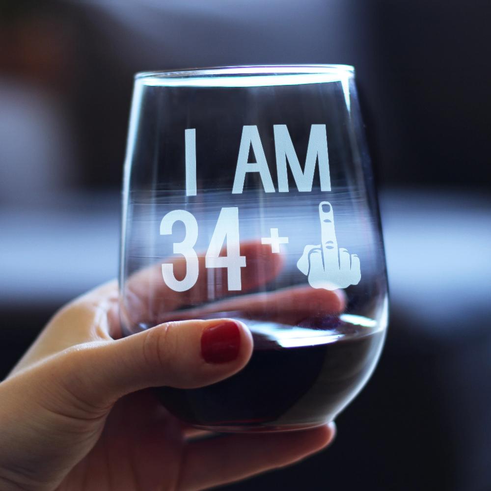 Personalized 35th Birthday Stemless Wine Glass for her, Customized Gifts for Women by Groovy Girl Gifts