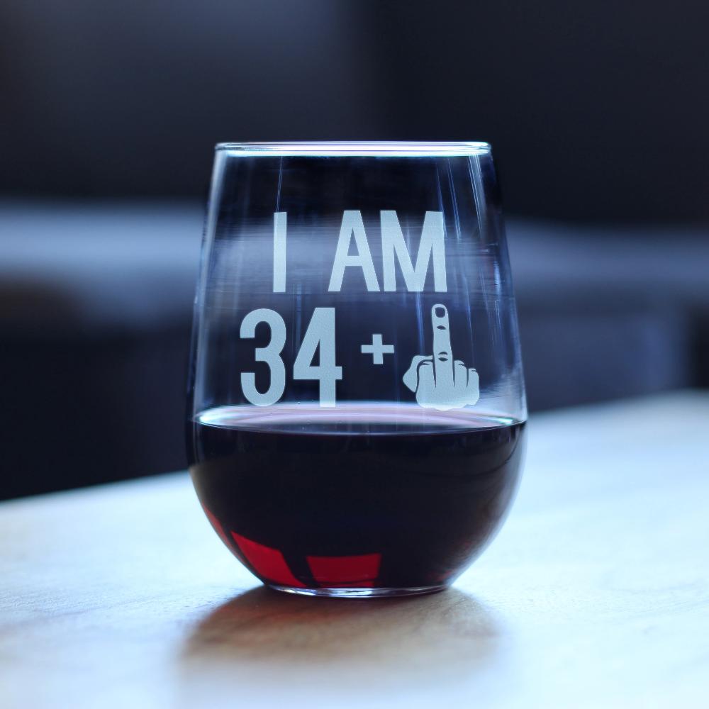 Personalized 35th Birthday Stemless Wine Glass for her, Customized Gifts for Women by Groovy Girl Gifts
