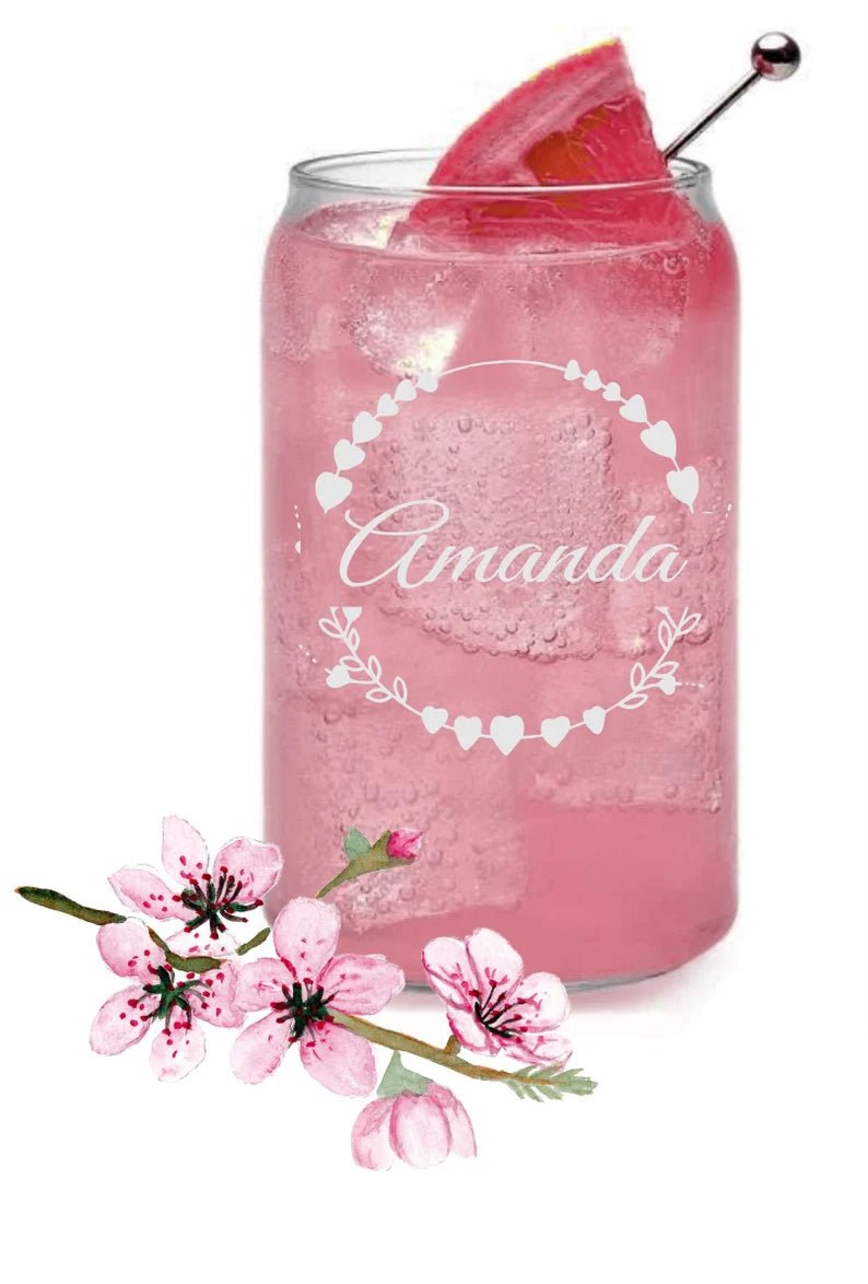 Personalized Floral Custom Beer Can Glass for her, Customized Gifts for Women by Groovy Girl Gifts