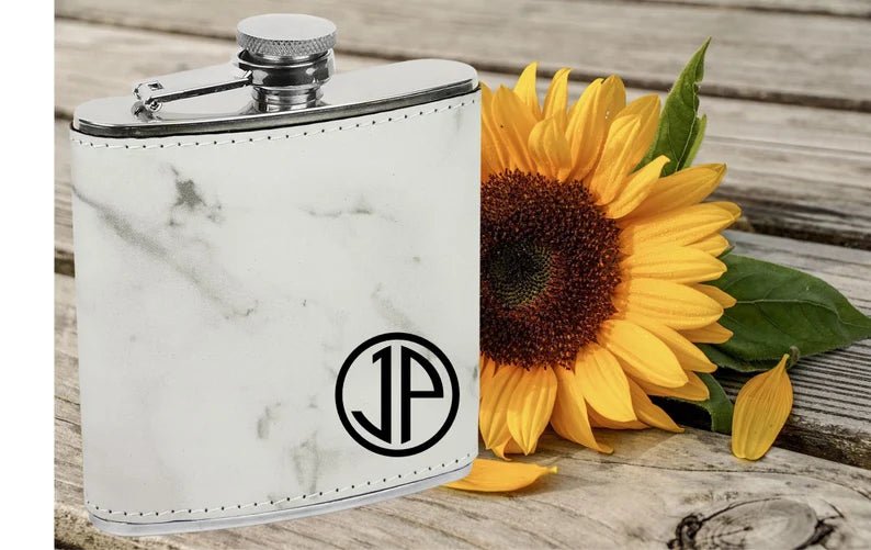 Personalized Monogram Flask and Shot Glass Set for her, Customized Gifts for Women by Groovy Girl Gifts