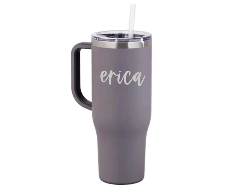 Personalized Large 40oz Tumbler with Handle for her, Customized Gifts for Women by Groovy Girl Gifts