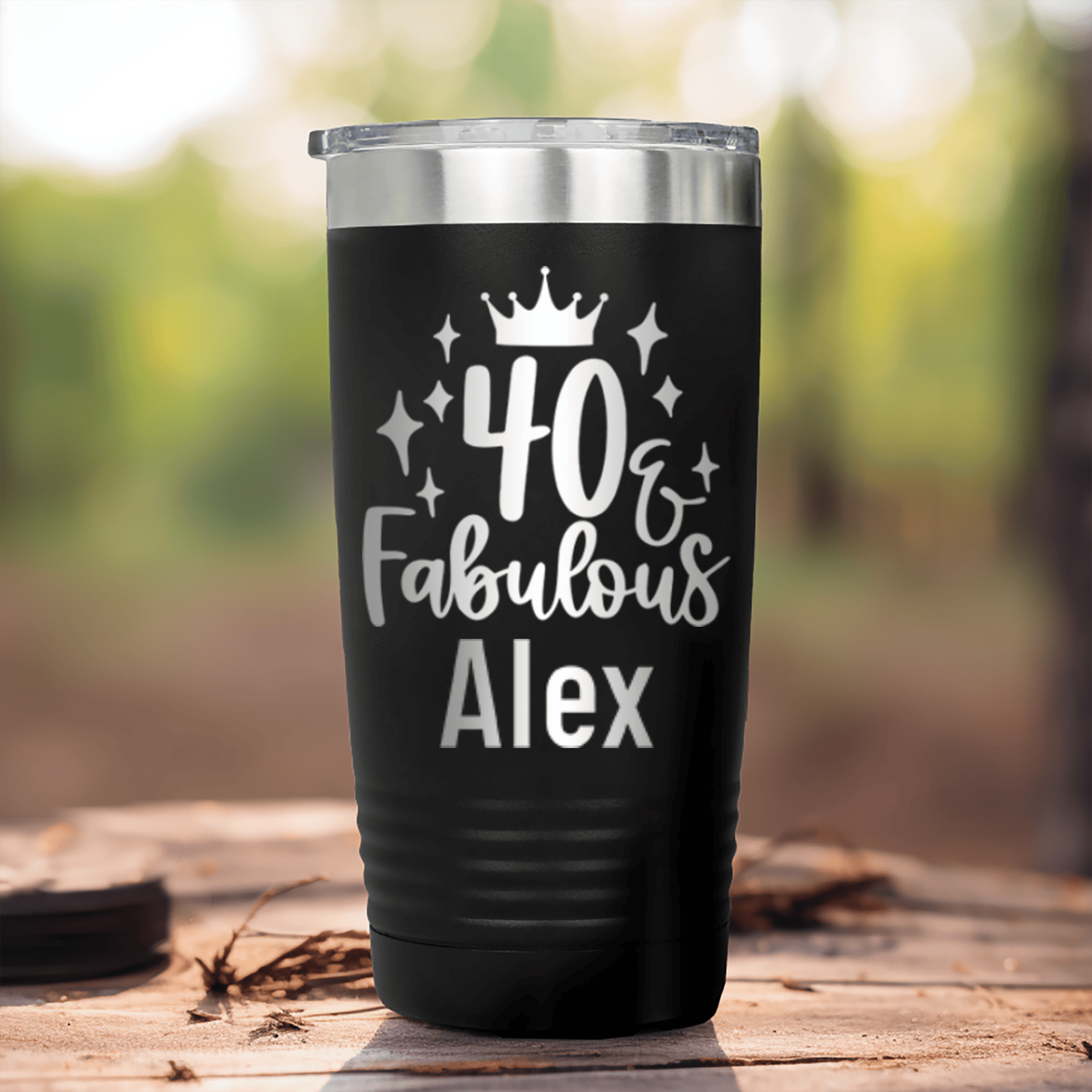 Black Birthday Tumbler With 40 And Fabulous Crown Design