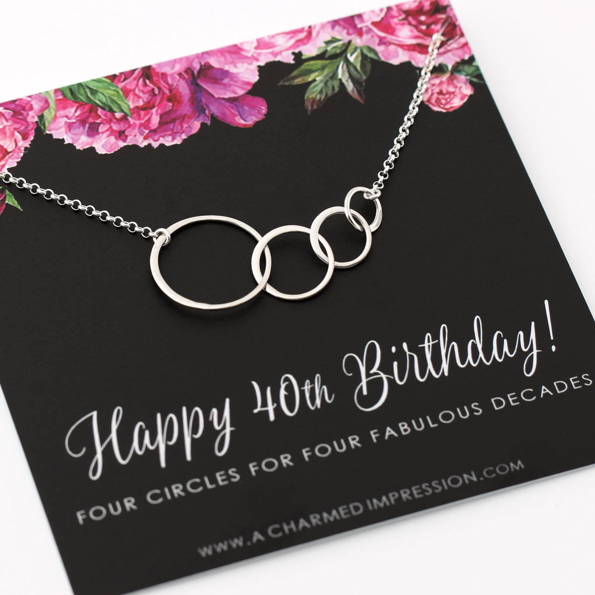 Handcrafted Four Circle Necklace – 40th Birthday Jewelry Gift for Her – Mom, Sister, Wife, Best Friend