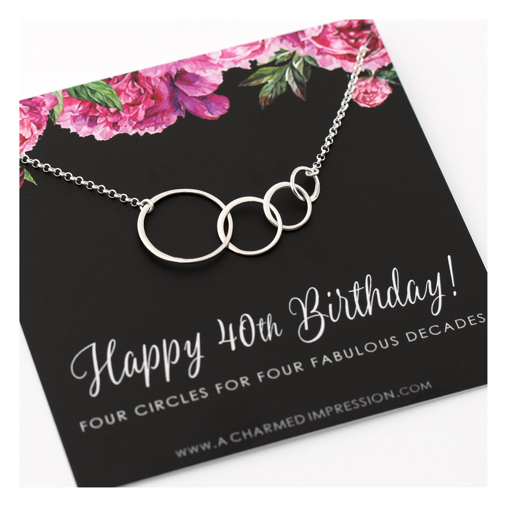 Handcrafted Four Circle Necklace – 40th Birthday Jewelry Gift for Her – Mom, Sister, Wife, Best Friend