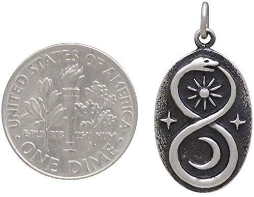 Personalized Two Cups Sterling Silver Infinity Ouroboros Snake Pendant on Antiqued Sterling Silver Chain • Sun Moon Lunar Circle for her, Customized Gifts for Women by Groovy Girl Gifts