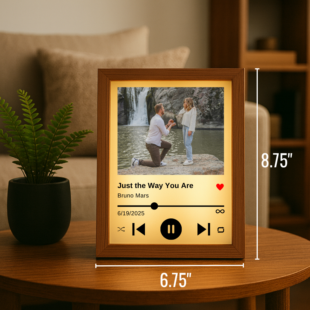 Personalized Wooden picture frame with a favorite song display 