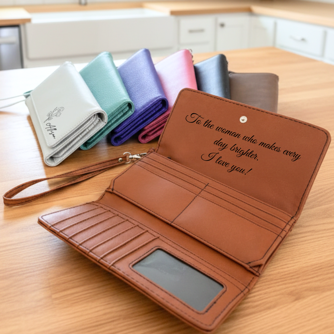 Mom's Personalized Leather Wristlet