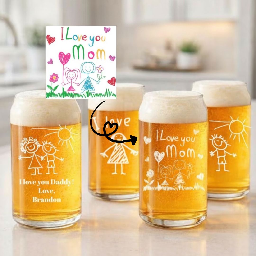 Kids Drawing Engraved Glass