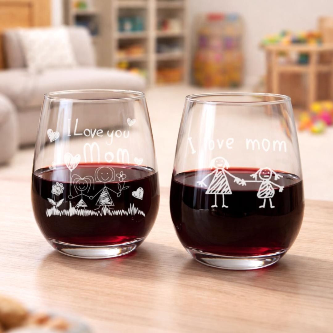 Kids Drawing Engraved Glass