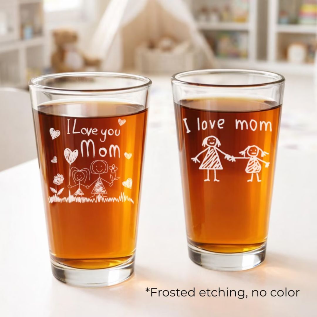 Kids Drawing Engraved Glass