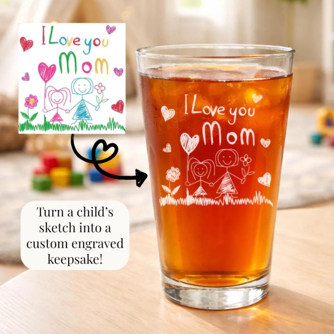 Kids Drawing Engraved Glass