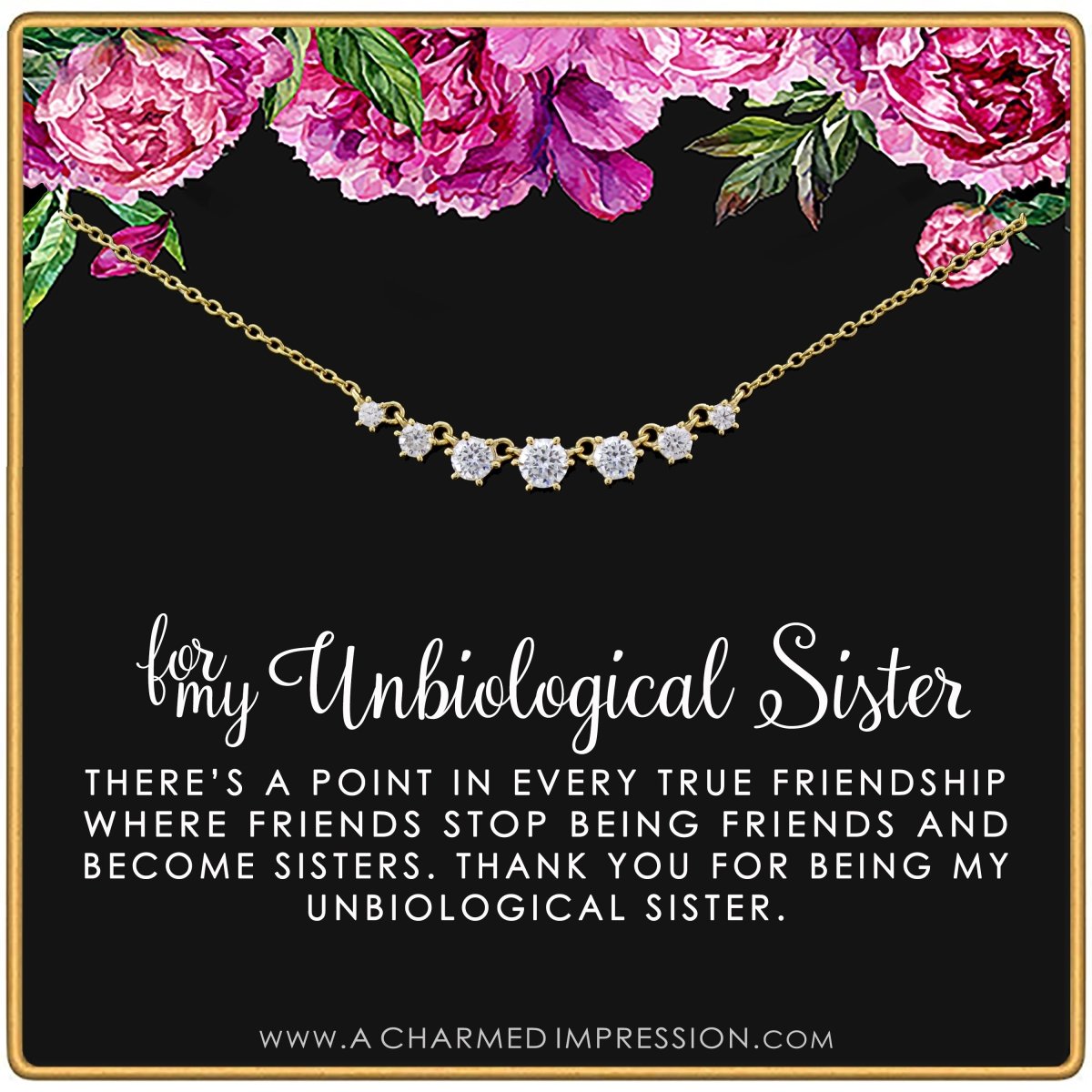 Personalized Bonus Sister Necklace with 7 Crystals for her, Customized Gifts for Women by Groovy Girl Gifts