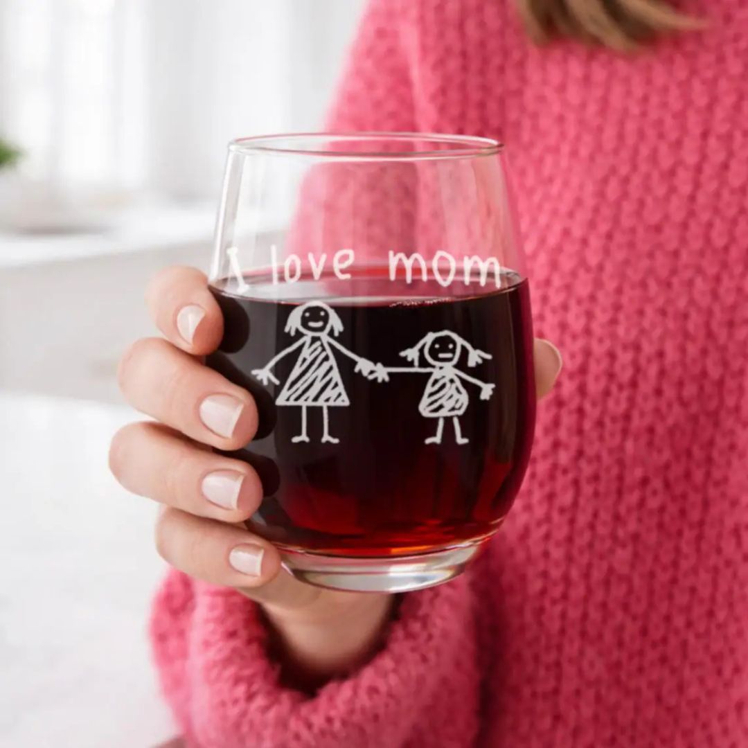 Kids Drawing Engraved Glass