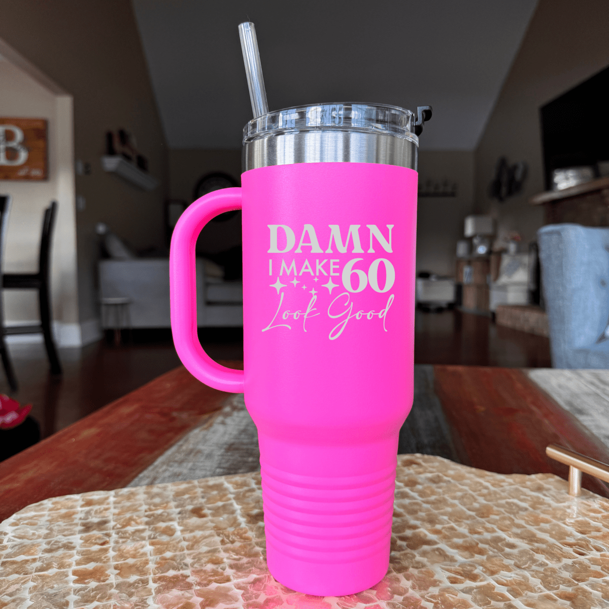 Personalized Fun 60th Birthday Tumbler for her, Customized Gifts for Women by Groovy Girl Gifts