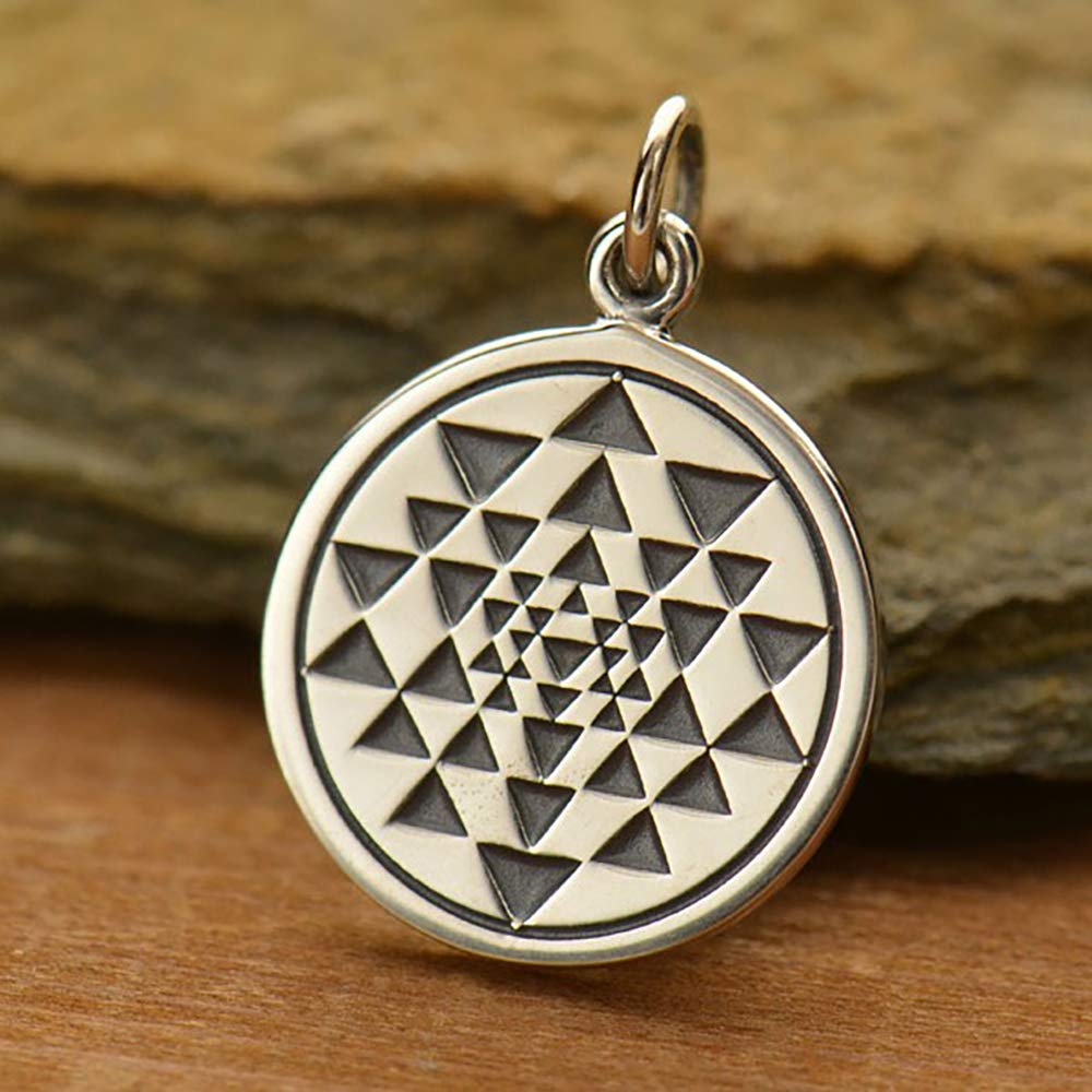 Personalized Two Cups Sterling Silver Sri Yantra Charm Necklace for her, Customized Gifts for Women by Groovy Girl Gifts