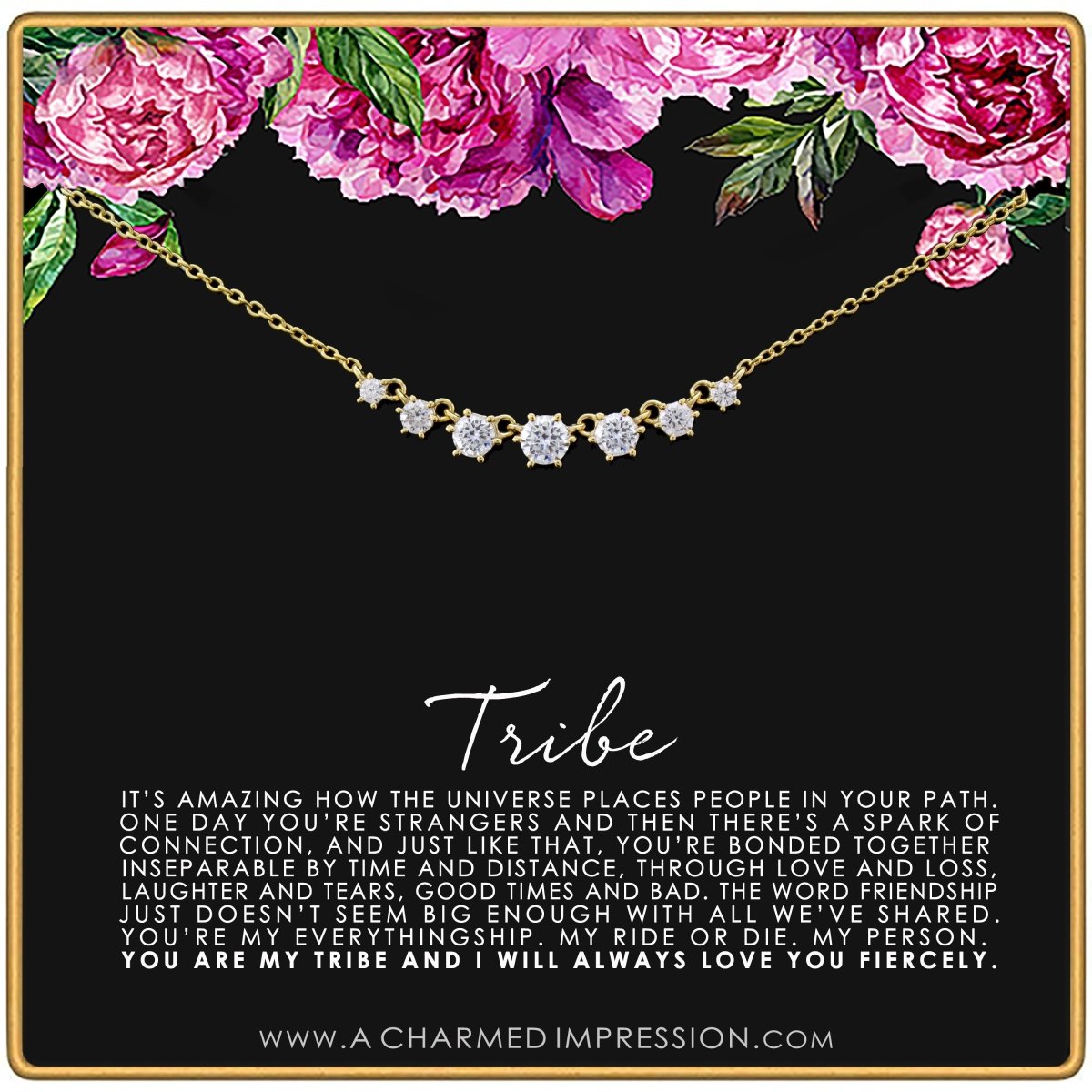 Personalized Best Friend Tribe Necklace with 7 Crystals for her, Customized Gifts for Women by Groovy Girl Gifts