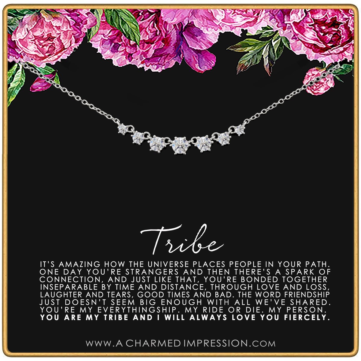 Personalized Best Friend Tribe Necklace with 7 Crystals for her, Customized Gifts for Women by Groovy Girl Gifts