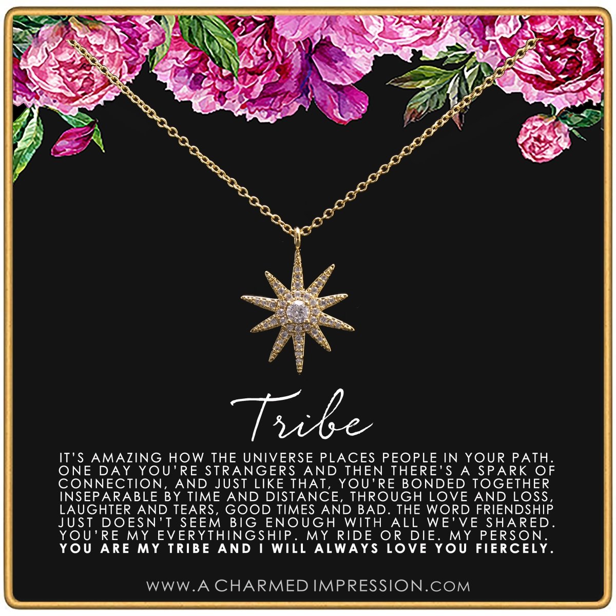 Personalized Large Starburst Best Friend Tribe Necklace for her, Customized Gifts for Women by Groovy Girl Gifts