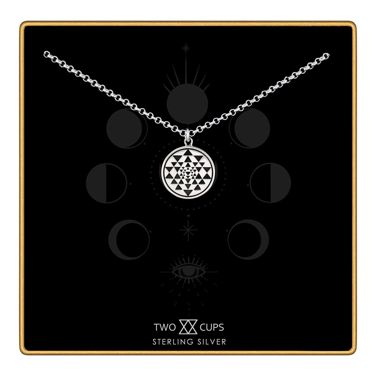 Personalized Two Cups Sterling Silver Sri Yantra Charm Necklace for her, Customized Gifts for Women by Groovy Girl Gifts