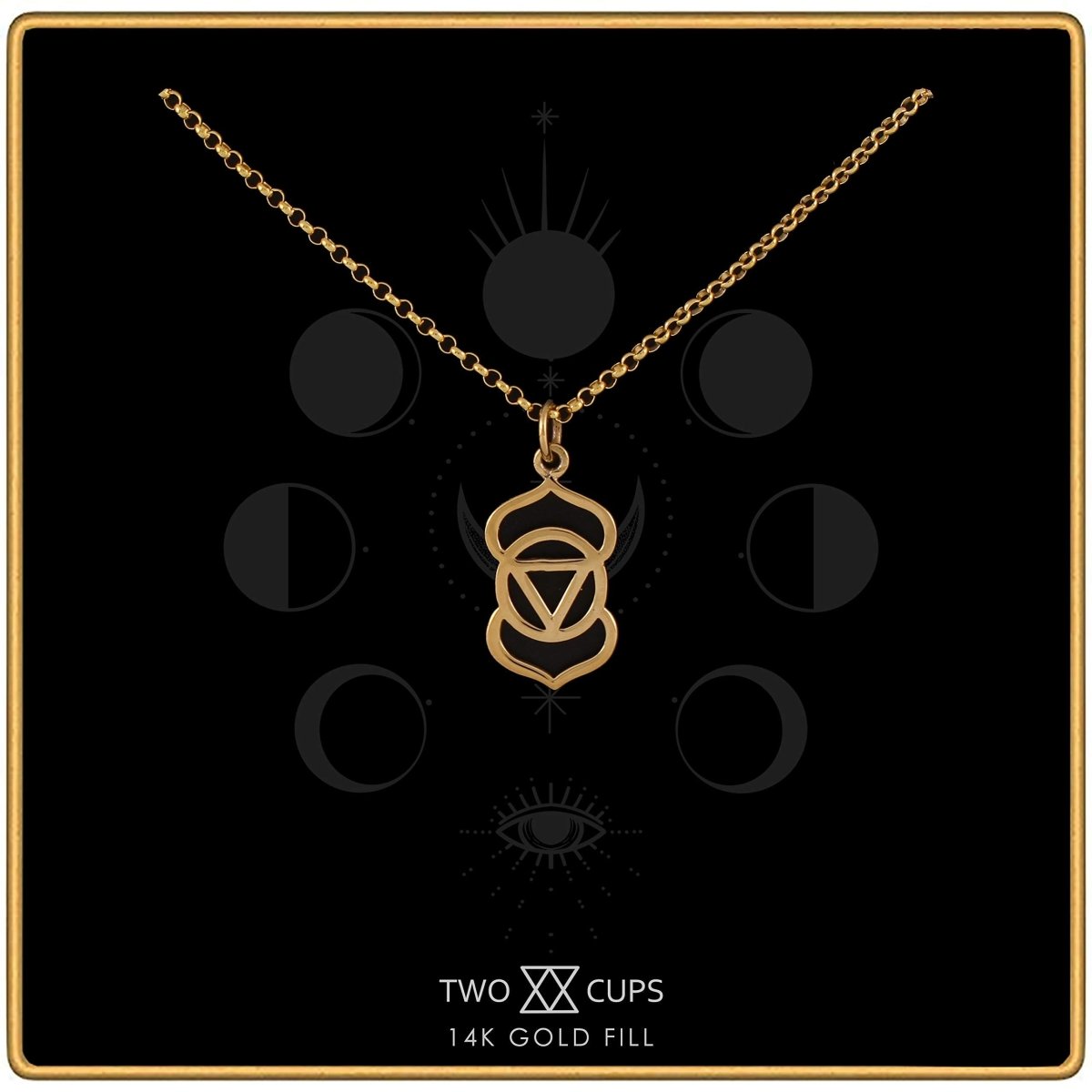 Personalized Two Cups Third Eye Chakra Charm Necklace • Healing Jewelry • Adjustable Length Chain for her, Customized Gifts for Women by Groovy Girl Gifts