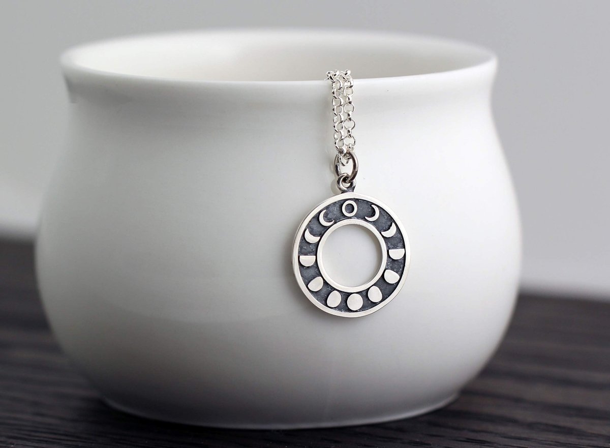 Personalized Two Cups Sterling Silver Moon Phase Necklace for her, Customized Gifts for Women by Groovy Girl Gifts