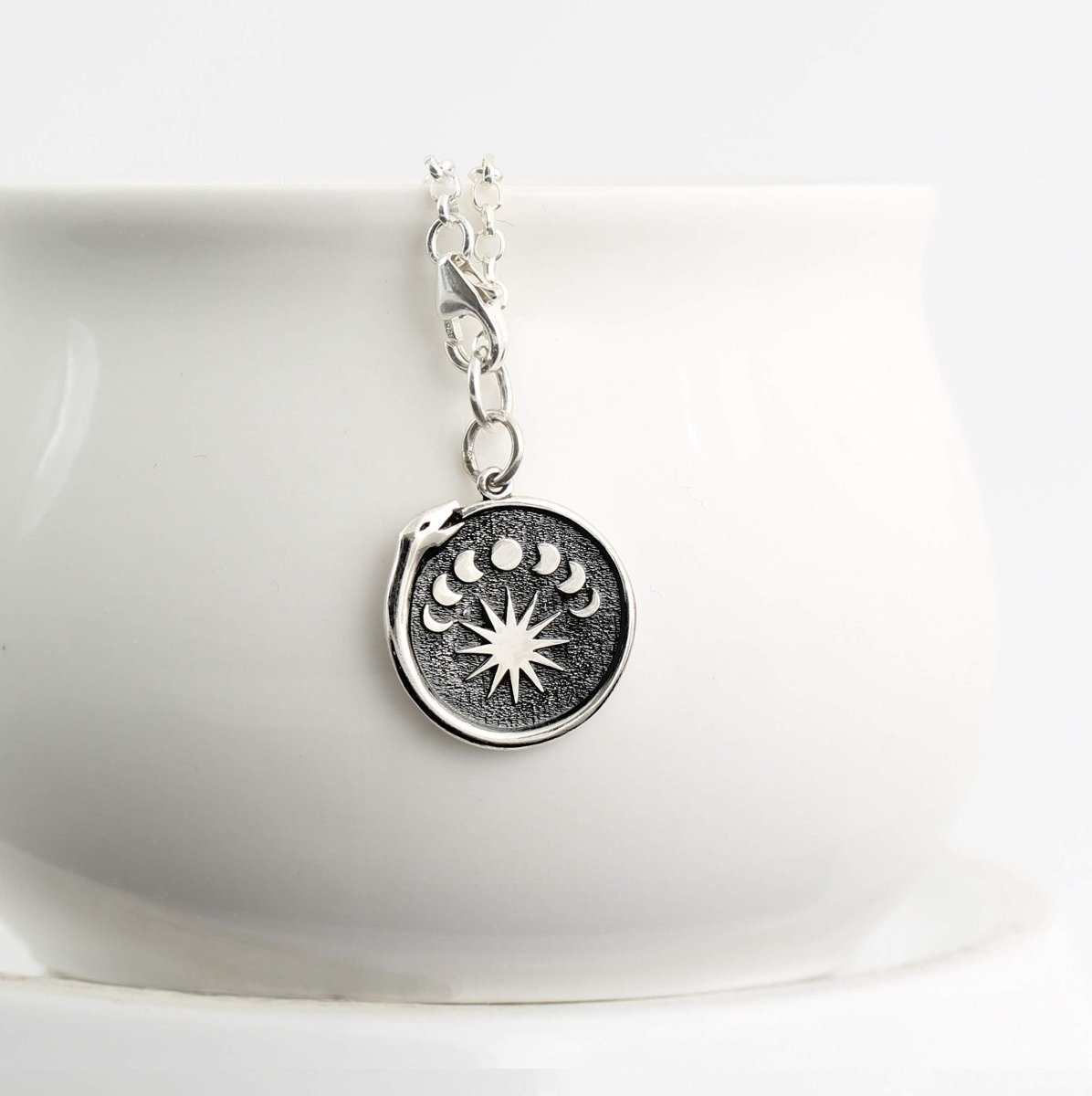 Personalized Two Cups Sterling Silver Ouroboros Moon Phase Bracelet • 925 Sterling Silver • Ouroboros Bracelet • Infinity Snake Charm • Snake Bracelet for her, Customized Gifts for Women by Groovy Girl Gifts