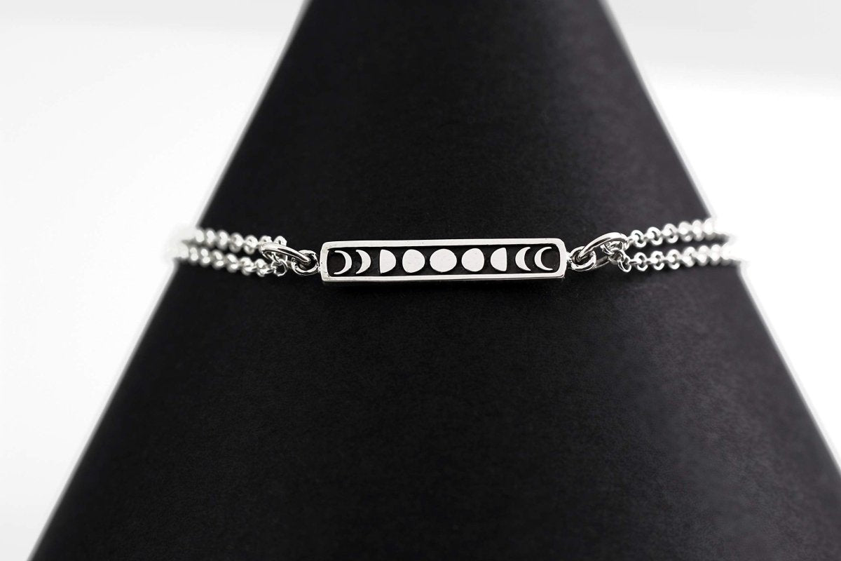 Personalized Two Cups Sterling Silver Moon Phase Bracelet • Moon Bracelet • Moon Jewelry • Full Moon • Crescent Moon • Small Celestial Lunar Bracelet for her, Customized Gifts for Women by Groovy Girl Gifts