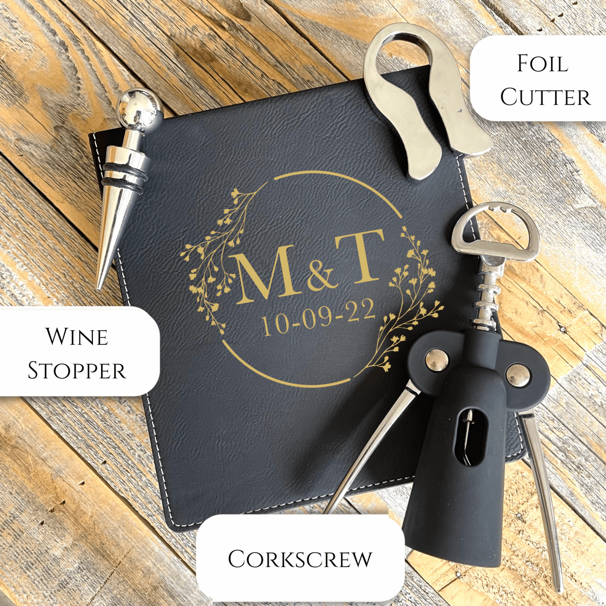 Personalized Anniversary Wine and Tray Set for her, Customized Gifts for Women by Groovy Girl Gifts