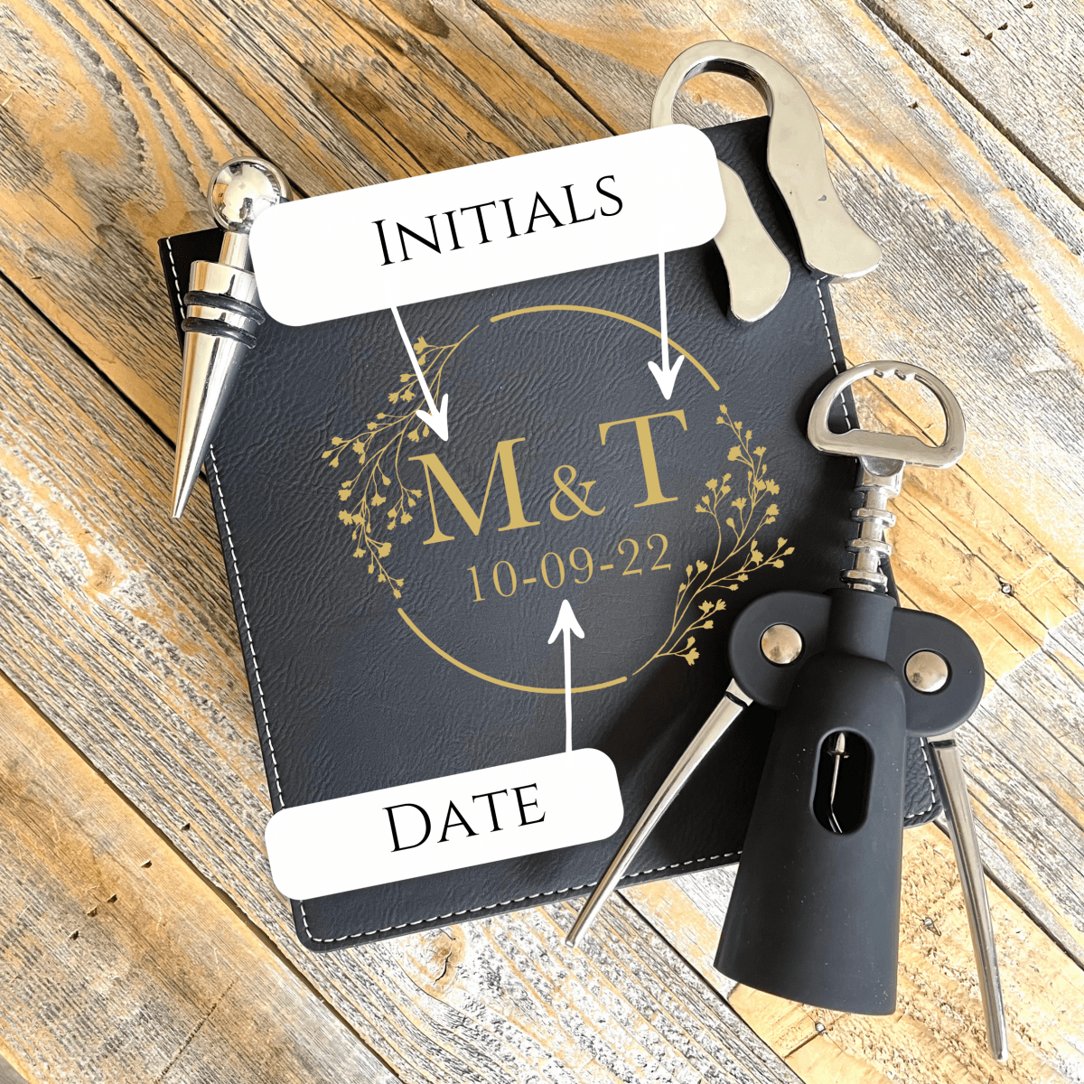 Personalized Anniversary Wine and Tray Set for her, Customized Gifts for Women by Groovy Girl Gifts