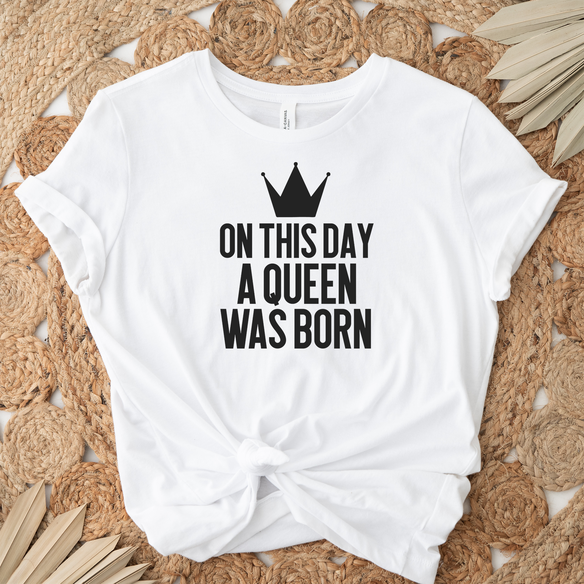 Womens White T Shirt with A-Queen-Was-Born design
