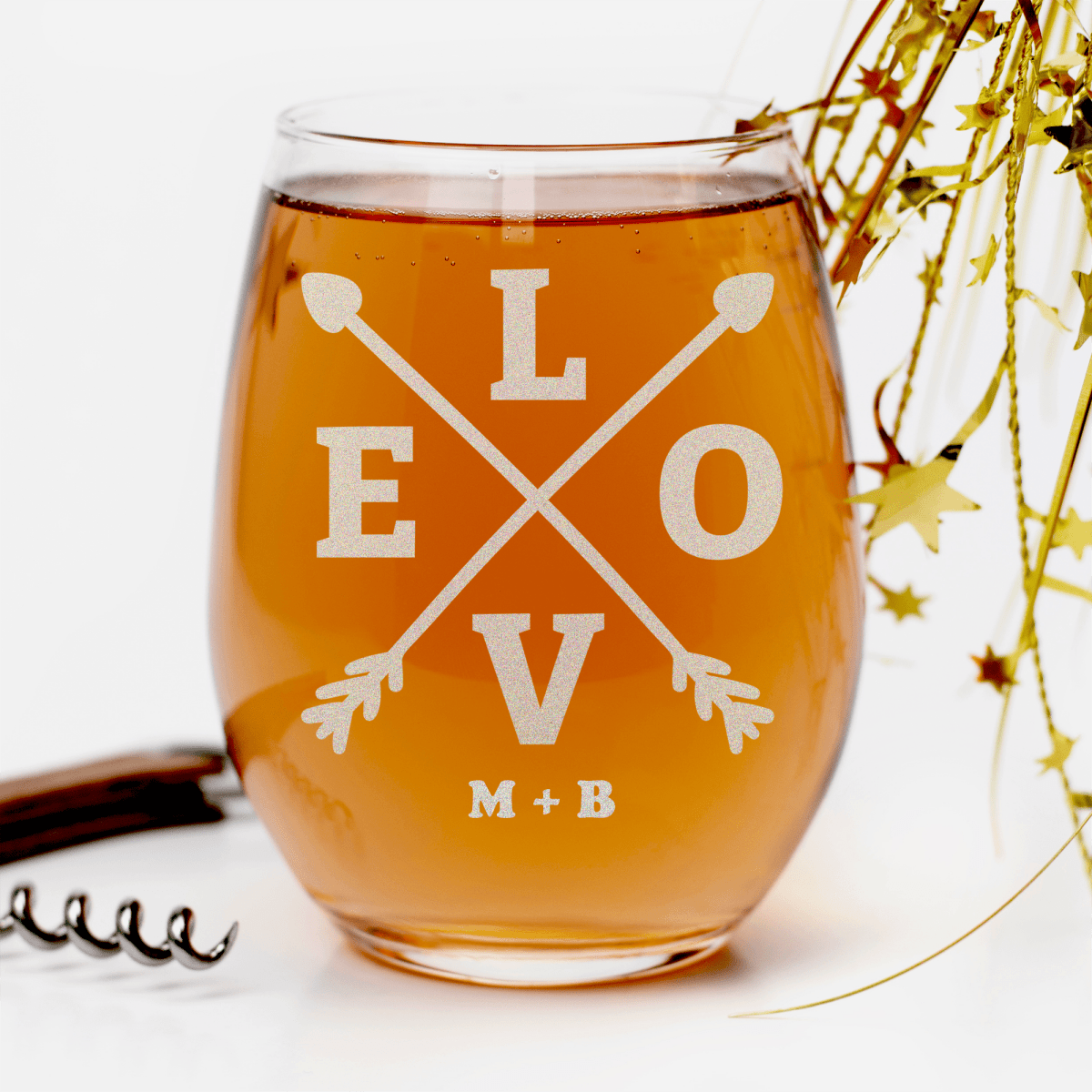 Arrow Of Love Stemless Wine Glass