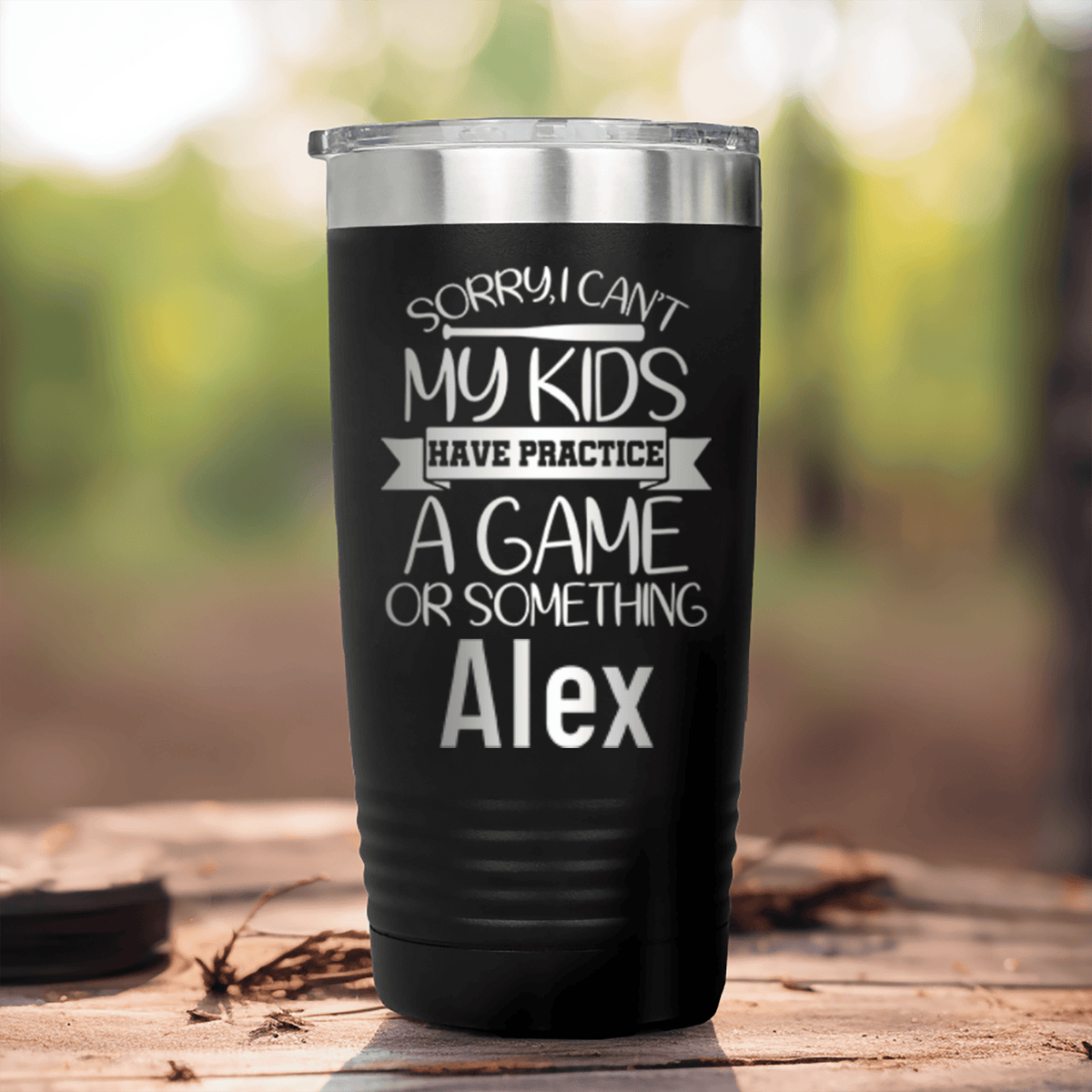 Black Baseball Mom Tumbler With Baseball Mom Sorry My Kids Have Practice Design