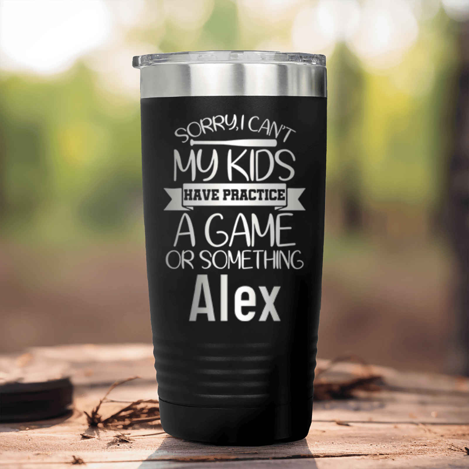 Black Baseball Mom Tumbler With Baseball Mom Sorry My Kids Have Practice Design