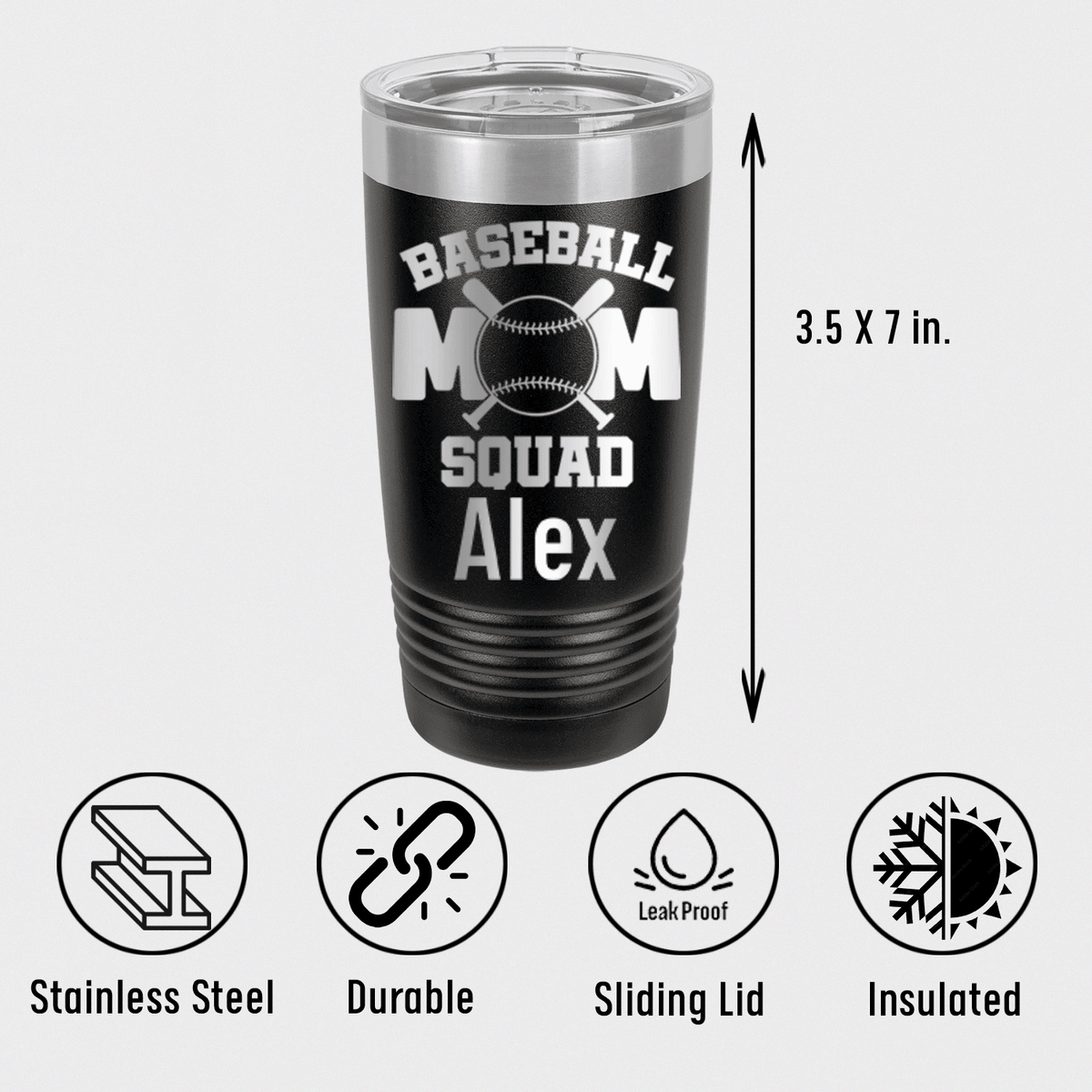 Personalized Baseball Squad Moms Tumbler for her, Customized Gifts for Women by Groovy Girl Gifts