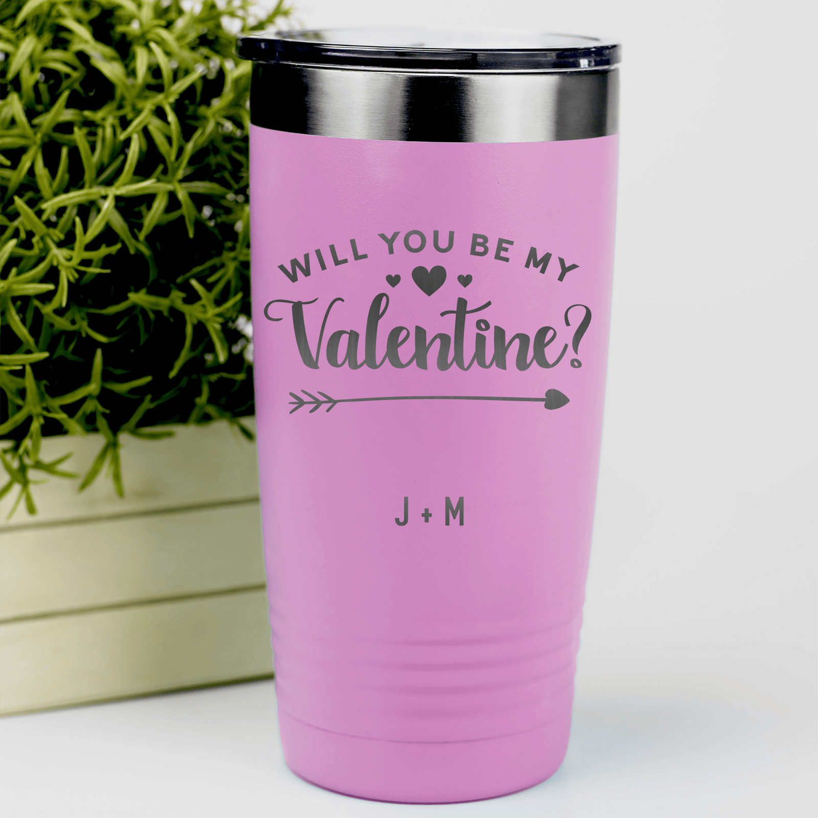 Pink Valentines Day Tumbler With Be My Valentine Design