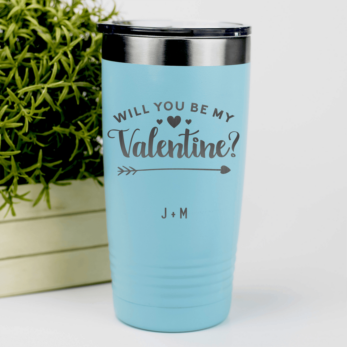 Teal Valentines Day Tumbler With Be My Valentine Design