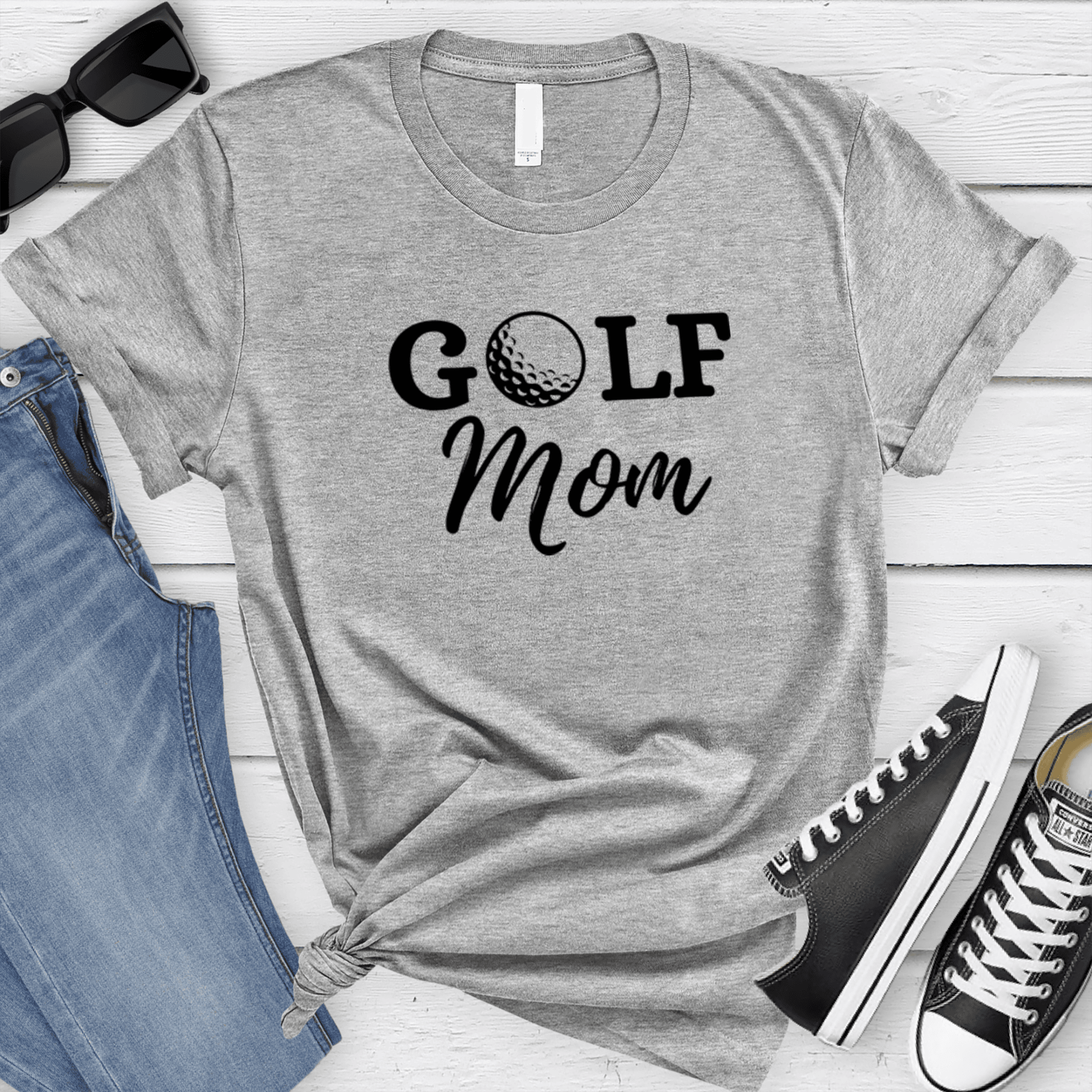 Womens Grey T Shirt with Best-Golf-Mom design
