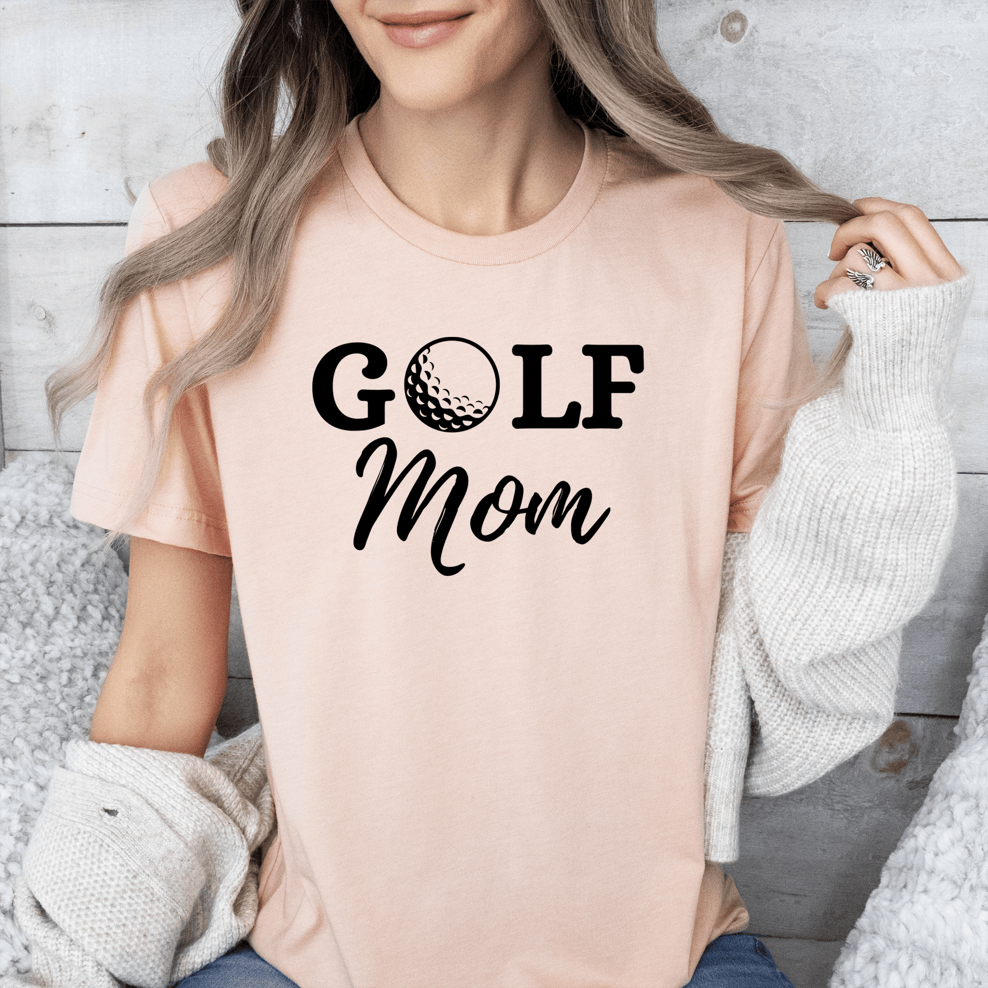 Womens Heather Peach T Shirt with Best-Golf-Mom design